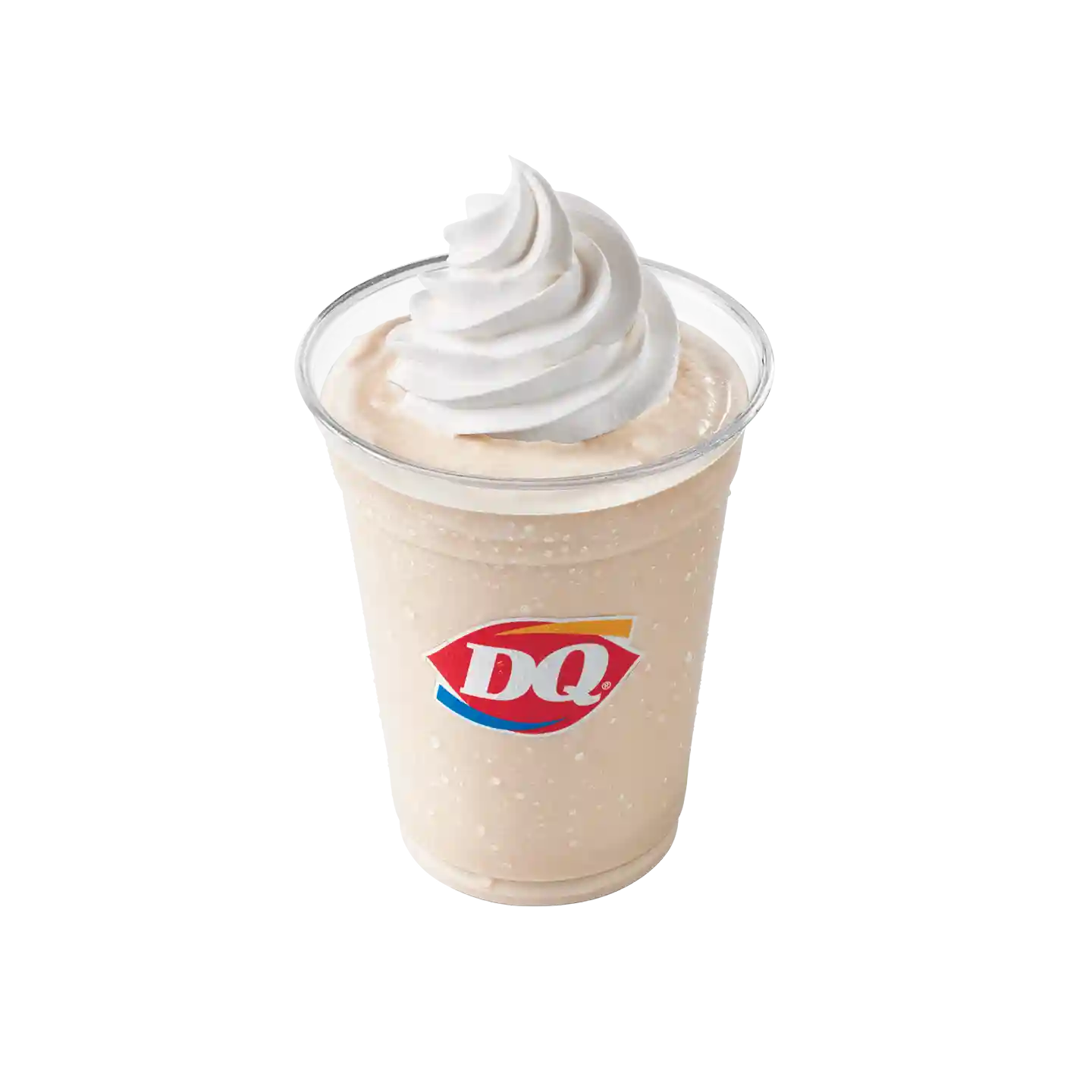 Caramel Shake with whipped cream topping in a DQ cup.